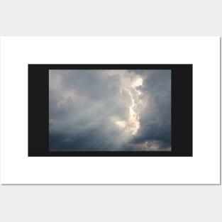 Sunbeam between storm clouds cloudscape sky Posters and Art